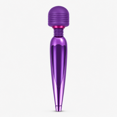 Multi-Frequency USB Rechargeable Wand Vibrator – Dark Violet