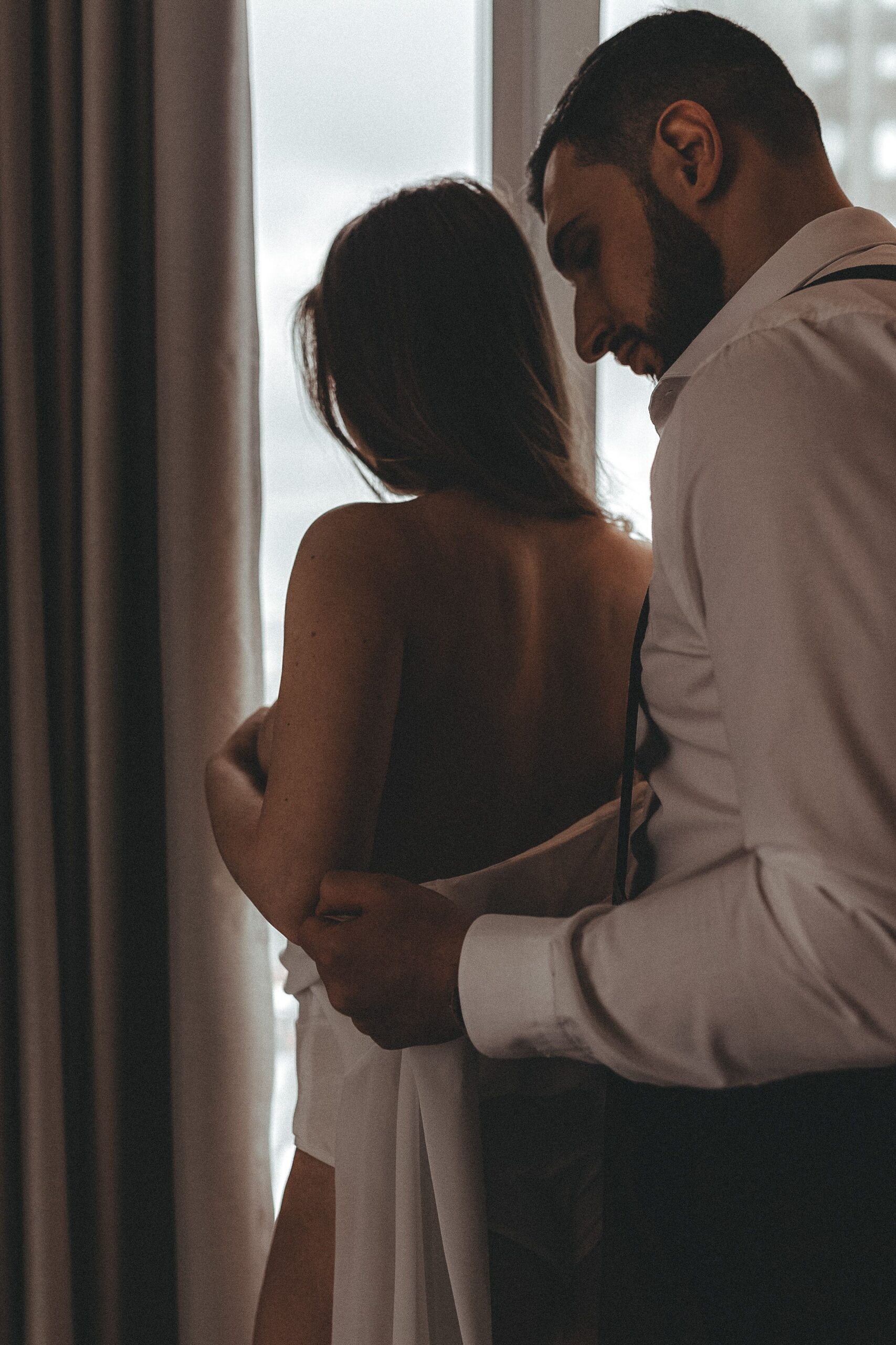 A couple sharing a close, intimate moment
